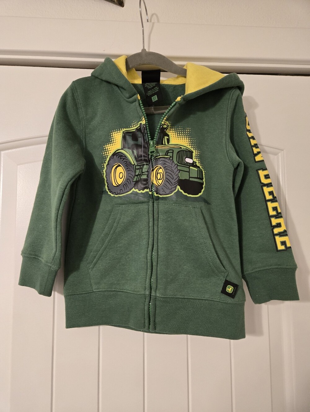 John Deere Green & Yellow Tractor Zip Hoodie for Kids